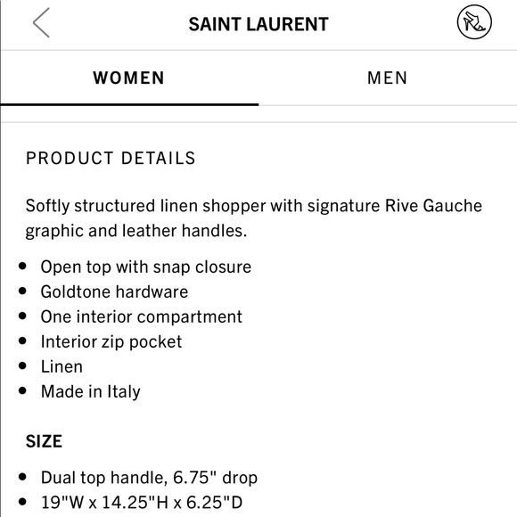 Saint Laurent Rive Gauche Linen Tote - Picture 5 of 5